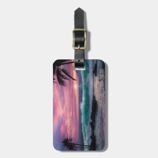 Tropischer Strand Gepäckanhänger (Vorderseite vertikal)