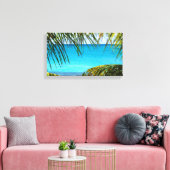 Tropischer Strand gerahmt mit Palmfronten Leinwanddruck (Insitu (Wohnzimmer))