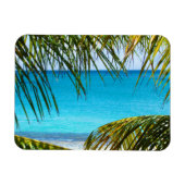 Tropischer Strand gerahmt mit Palmfronten Magnet (Horizontal)
