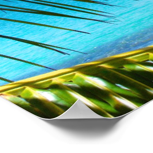 Tropischer Strand gerahmt mit Palmfronten Poster (Ecke)