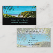 Tropischer Strand gerahmt mit Palmfronten Visitenkarte (Vorne/Hinten)