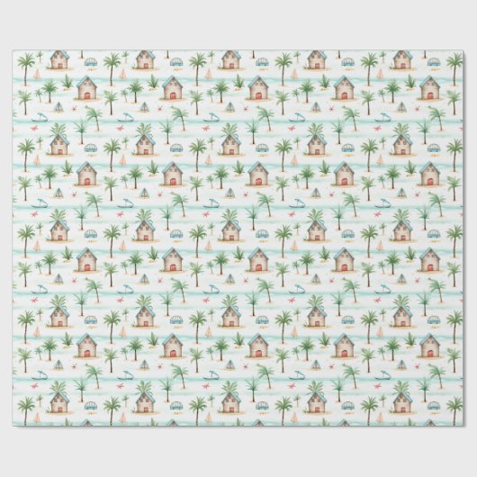 Tropischer Strand Geschenkpapier (Flach)