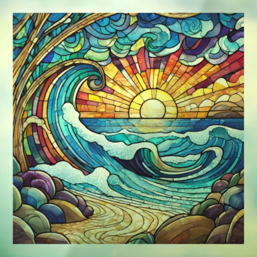 Tropischer Strand Gestaltete Glaskunst Fensteraufkleber (Blatt 3)