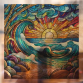 Tropischer Strand Gestaltete Glaskunst Fensteraufkleber (Blatt 2)