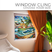 Tropischer Strand Gestaltete Glaskunst Fensteraufkleber