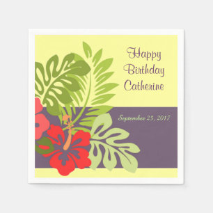Tropischer Strand-Hibiskus-Blumen-Geburtstag Serviette