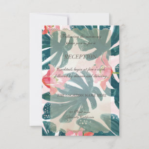 Tropischer Strand Hibiskus Palmwedel Empfang Einladung