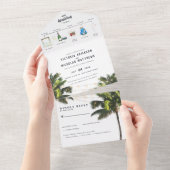 tropischer Strand | Illustrierte Hochzeit All In One Einladung (Abreißtisch)