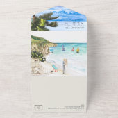 tropischer Strand | Illustrierte Hochzeit All In One Einladung (Außenbereich)