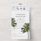 tropischer Strand | Illustrierte Hochzeit All In One Einladung (Innen)