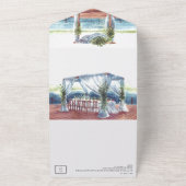 tropischer Strand | Illustrierte Hochzeit All In One Einladung (Außenbereich)