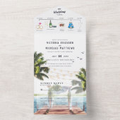 tropischer Strand | Illustrierte Hochzeit All In One Einladung (Innen)