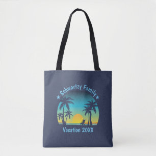 Tropischer Strand im Vintage-Look, Sommer-Sonnenun Tasche