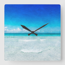 Tropischer Strand in Florida Aquamarines Aqua Türk Quadratische Wanduhr