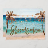 Tropischer Strand ist mein Trauzeuge Vorschlag Kar Dankeskarte (Vorne/Hinten)