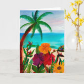 Tropischer Strand Karte (Gelbe Blume)