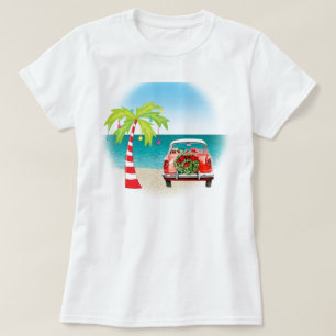 Tropischer Strand-klassisches Auto-Weihnachten T-Shirt