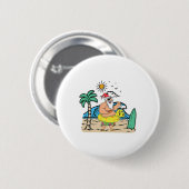 Tropischer Strand Lustiger Weihnachtsmann Xmas Som Button (Vorne & Hinten)