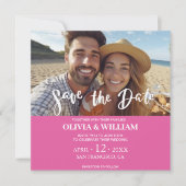 Tropischer Strand mit floraler Wasserfarbe Save th Einladung (Vorderseite)