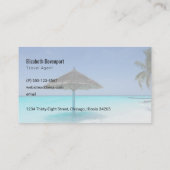 Tropischer Strand mit gedecktem Schirm Visitenkarte (Rückseite)