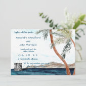 Tropischer Strand mit Lichtern bei Hochzeiten Einladung (Stehend Vorderseite)