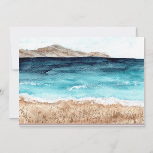 Tropischer Strand mit Lichtern Save the Date Einladung (Rückseite)