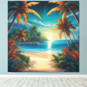 Tropischer Strand mit Palmen Leinwanddruck (Insitu (Holzboden))