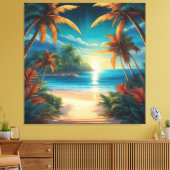 Tropischer Strand mit Palmen Leinwanddruck (Insitu (Wohnzimmer))