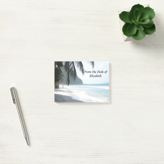 Tropischer Strand mit Palmen Personalisiert Post-it Klebezettel (Büro)