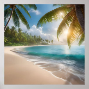 Tropischer Strand mit Palmen Poster