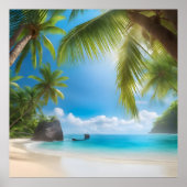 Tropischer Strand mit Palmen Poster (Vorne)