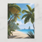 Tropischer Strand mit Palmen Postkarte (Vorderseite)