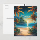 Tropischer Strand mit Palmen Postkarte (Vorne/Hinten)