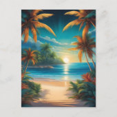 Tropischer Strand mit Palmen Postkarte (Vorderseite)