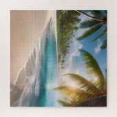 Tropischer Strand mit Palmen Puzzle (Horizontal)