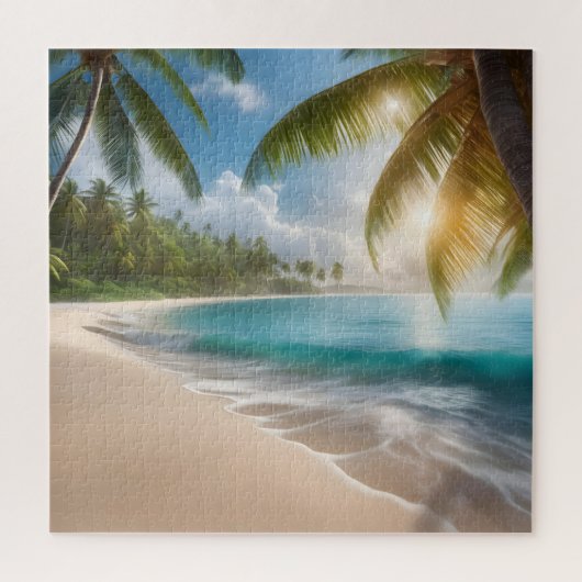 Tropischer Strand mit Palmen Puzzle (Vertikal)
