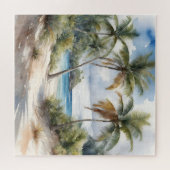 Tropischer Strand mit Palmen Puzzle (Horizontal)