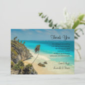 Tropischer Strand mit Palmen Trees Hochzeit Vielen Dankeskarte (Stehend Vorderseite)