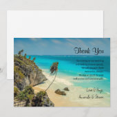 Tropischer Strand mit Palmen Trees Hochzeit Vielen Dankeskarte (Vorne/Hinten)