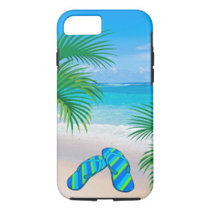 Tropischer Strand mit Palmen und Flip Flops Case-Mate iPhone Hülle