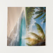 Tropischer Strand mit Palmen Wandteppich (Vorderseite (Horizontal))