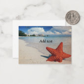 Tropischer Strand mit Seestern Mitteilungskarte (Vorderseite/Rückseite Beispiel)