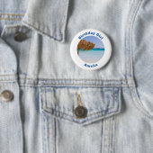 Tropischer Strand mit Sonnenschirm Geburtstagsmädc Button (Beispiel)