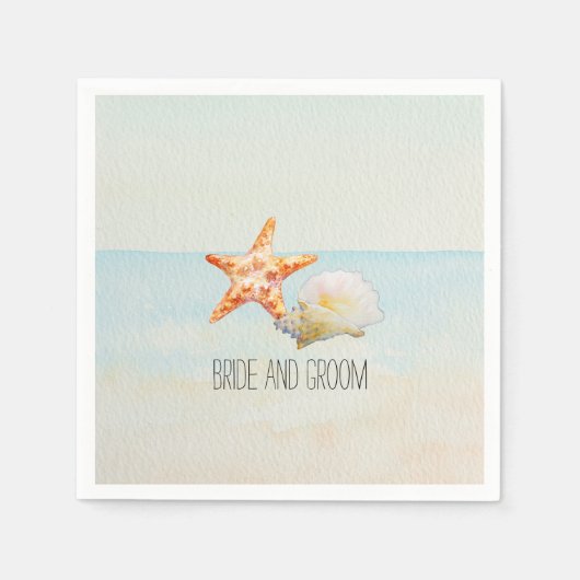 Tropischer Strand mit Starfish und Conch Serviette (Vorderseite)
