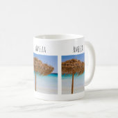 Tropischer Strand mit Strohdach-Schirm Kaffeetasse (VorderseiteRechts)