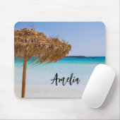 Tropischer Strand mit Strohdach-Schirm Mousepad (Mit Mouse)