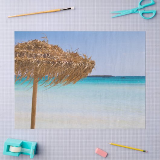 Tropischer Strand mit Strohdach-Schirm Seidenpapier (Basteln)