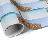 Tropischer Strand mit Strohschirm-Muster Geschenkpapier (Rolleneckpunkt)