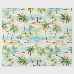 Tropischer Strand mit Surfbrettern und Umschlagpap Geschenkpapier