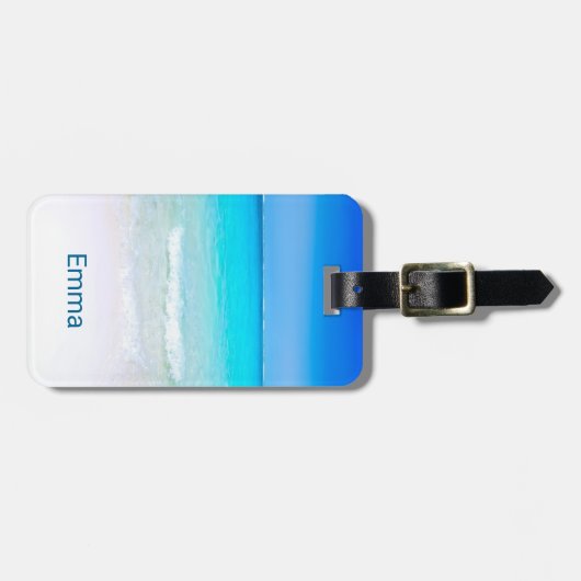 Tropischer Strand mit türkisblauem Meer Gepäckanhänger (Vorderseite horizontal)